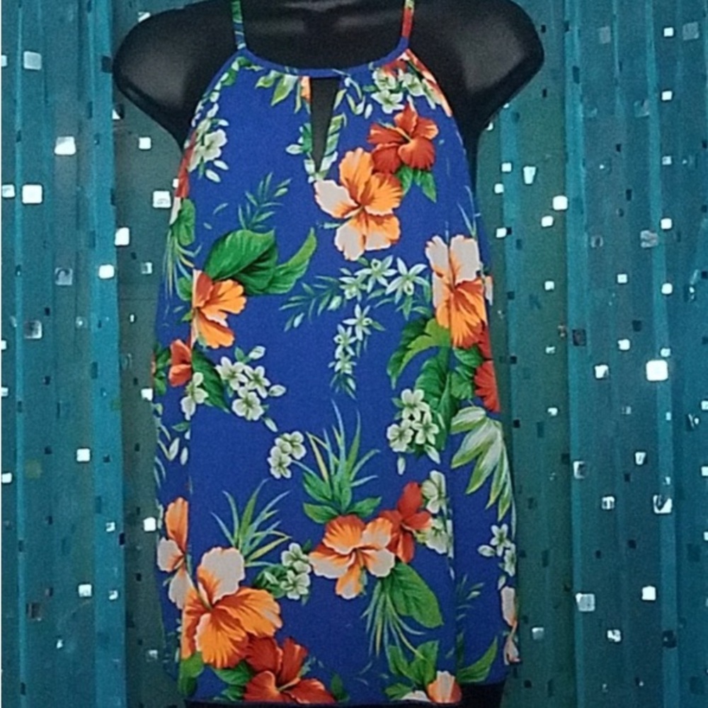 ⚪️CHOCOLATE Floral Top in Blue and Orange